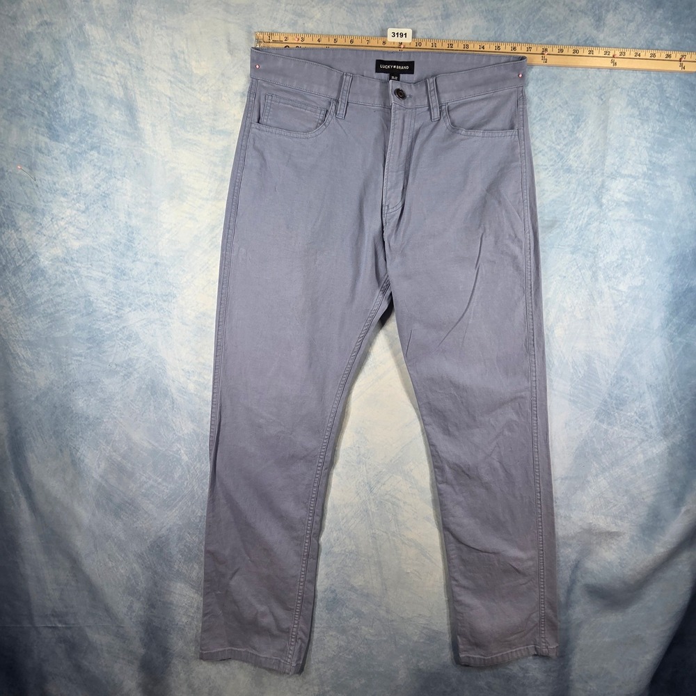 Lucky Brand 121 Heritage Slim Blue Gray Canvas Chino Pants Mens 33x32